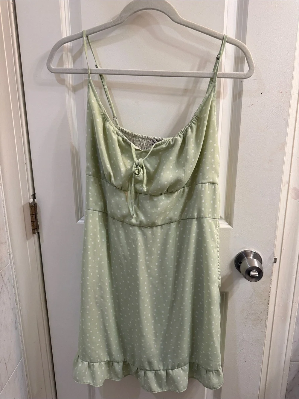 Abercrombie & Fitch Light Green Polka Dot Slip Dress